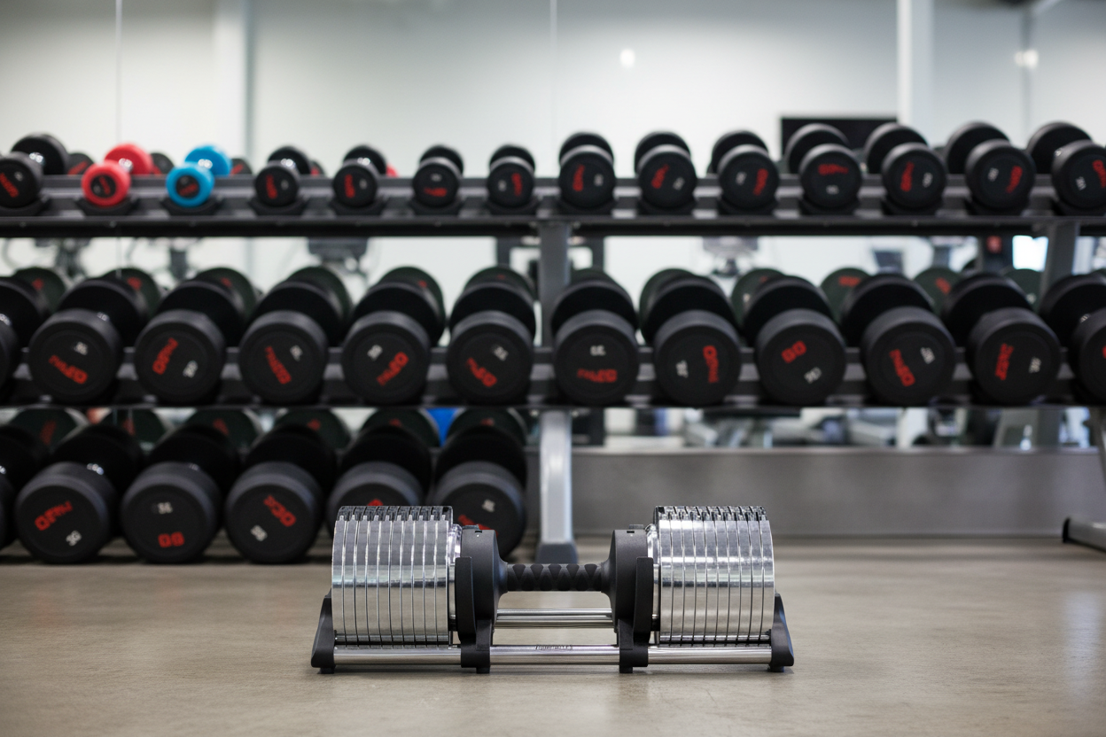 Verstelbare dumbbell voor vol dumbbellrek