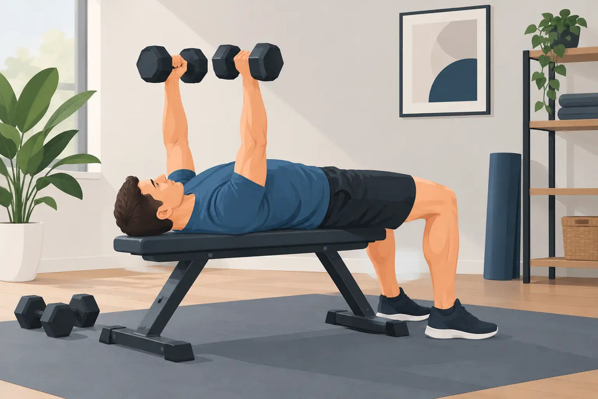 Dumbbell bankdrukken thuis, sterk en veilig
