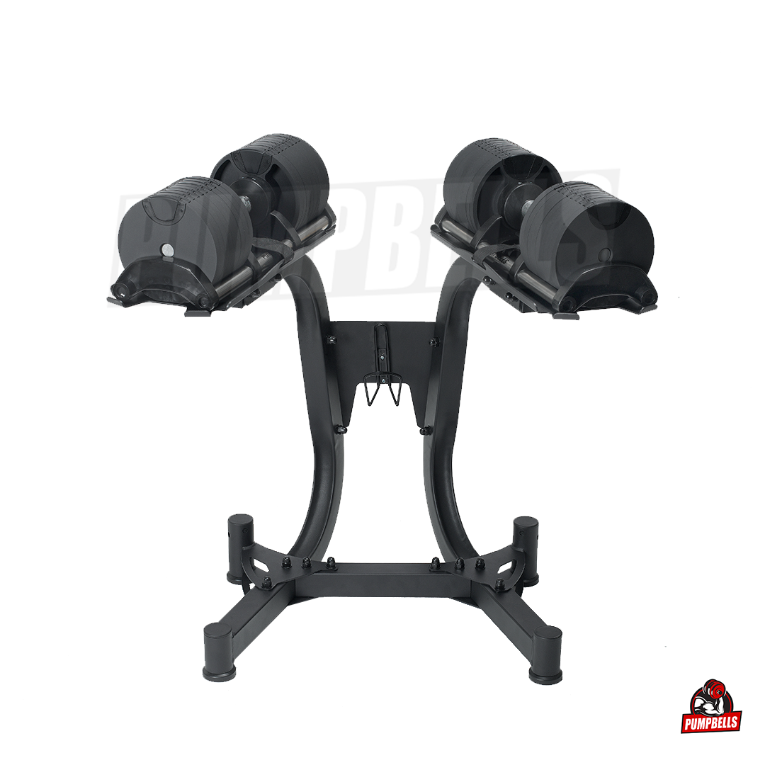 COMBIDEAL 2 x 28KG | 8 (met magneetgewichten 15) DUMBELLS  + STAND