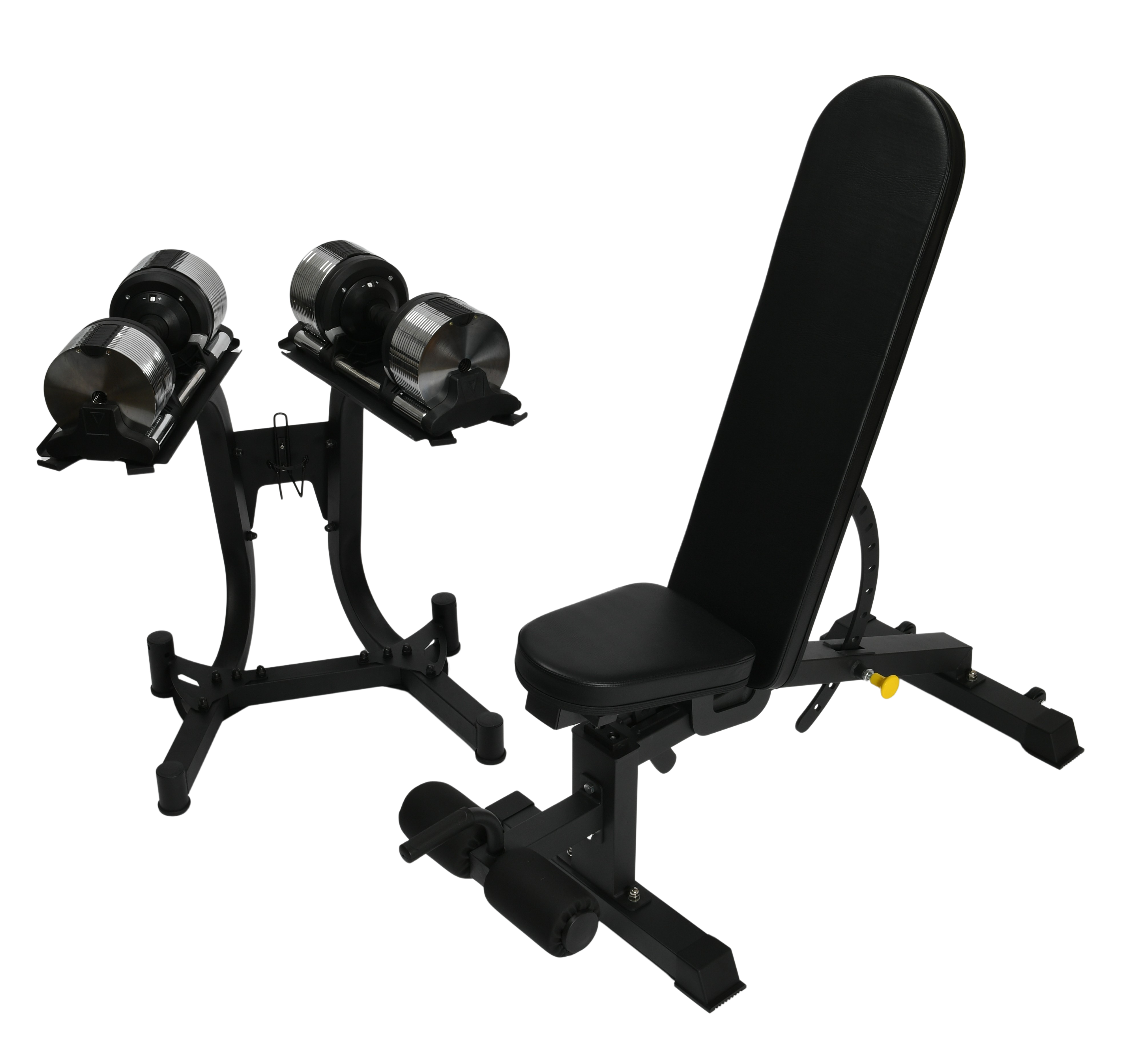 Vengeance OMEGA COMBIDEAL: 2 x 32KG DUMBBELLS + STAND + FITNESSBANK